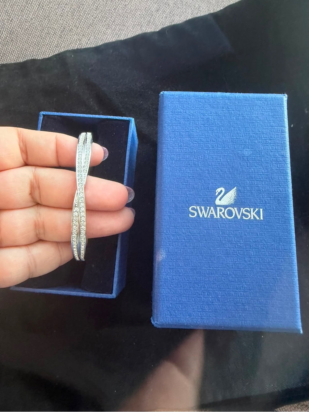 Swarovski Silver-Tone Crystal Bangle Bracelet - Picture 14 of 14